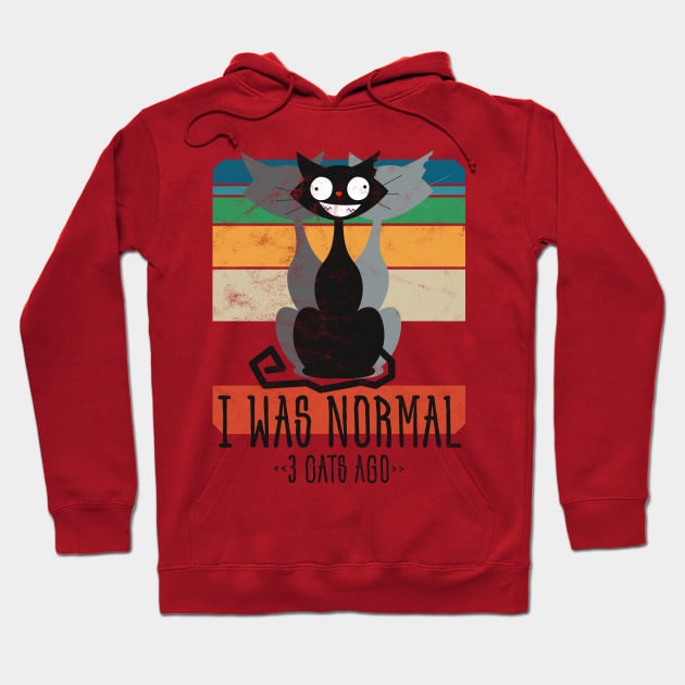 I Was Normal 3 Cats Ago • Funny Black Cat • Vintage design Hoodie by WeAreTheWorld